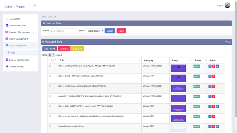 Laravel Custom Admin Panel