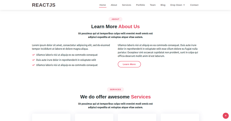 ReactJs with simple bootstrap template integration demo